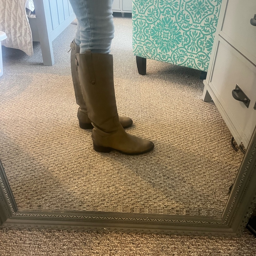 Sam Edelman Taupe/Olive green Leather “Penny” Boots - Size 9 - Picture 6 of 9